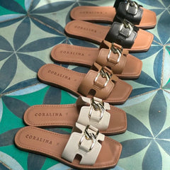 Summer in Santorini Flat Sandals - Coralina